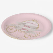 金ゴールドグリッターキャリッジおとぎ話ベビーシャワー ペーパープレート (アングル)