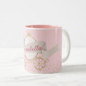 金ゴールドグリッターキャリッジおとぎ話名前をカスタムする ツートーンマグカップ (正面右)