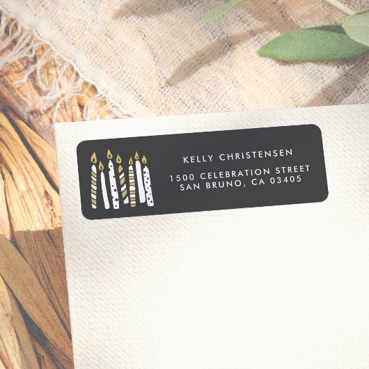 金ゴールドグリッターキャンドル誕生日差出人住所 ラベル