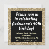 金ゴールドグリッターキャンドル誕生日招待状 招待状 (裏面)