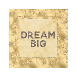 金ゴールドグリッターキリンプリントドリーム メタルプリント