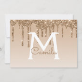 金ゴールドグリッターキンセアニェラ日付の保存 招待状 (正面)