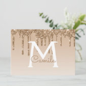 金ゴールドグリッターキンセアニェラ日付の保存 招待状 (スタンド正面)