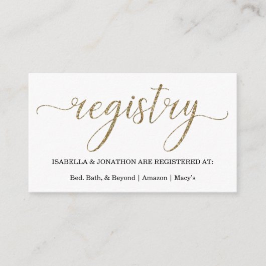 金ゴールドグリッターギフト登録エンクロージャカード エンクロージャーカード (正面)