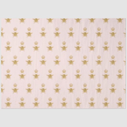 金ゴールドグリッタークイーンビークラウン赤面ピンクベビーガール 薄葉紙 (正面)
