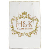 金ゴールドグリッタークラウンおよびフローラフレーム ミディアムペーパーバッグ (裏面)
