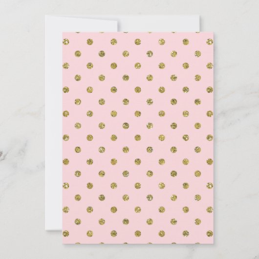 金ゴールドグリッタークラウンフローラドットスウィート16パーティー 招待状 (裏面)