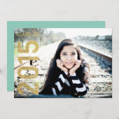 金ゴールドグリッタークラス2015卒業2015招待状 招待状 (正面/裏面)