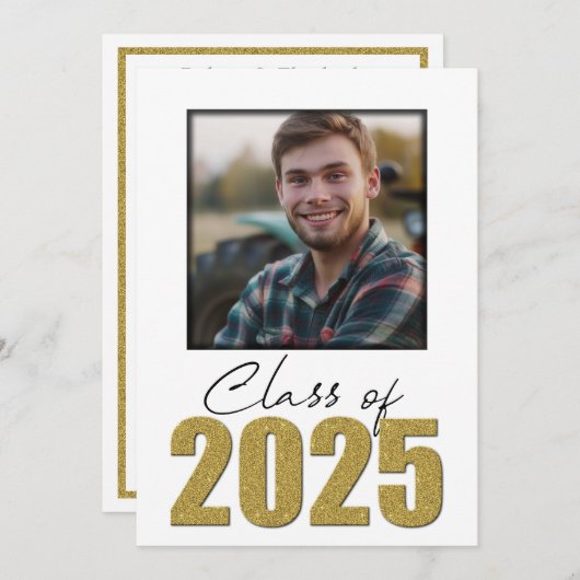 金ゴールドグリッタークラス2025フォトオープンハウス 招待状 (正面/裏面)