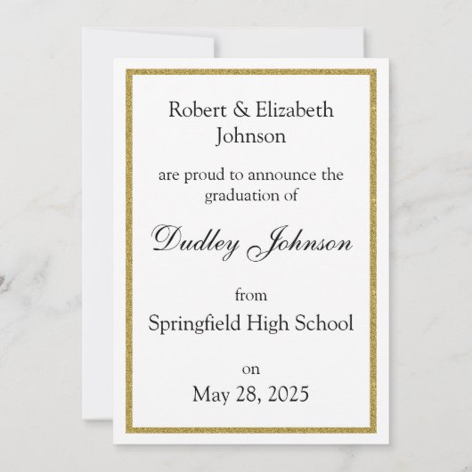 金ゴールドグリッタークラス2025写真アナウンス 招待状 (裏面)