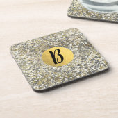 金ゴールドグリッタークラッレシモダンックグラムスパークル コースター (左側)