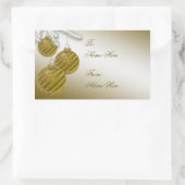 金ゴールドグリッタークリスマスオーナメント 長方形シール (バッグ)