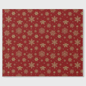 金ゴールドグリッタークリスマススノーフレークフェスティバル ラッピングペーパー (フラット)