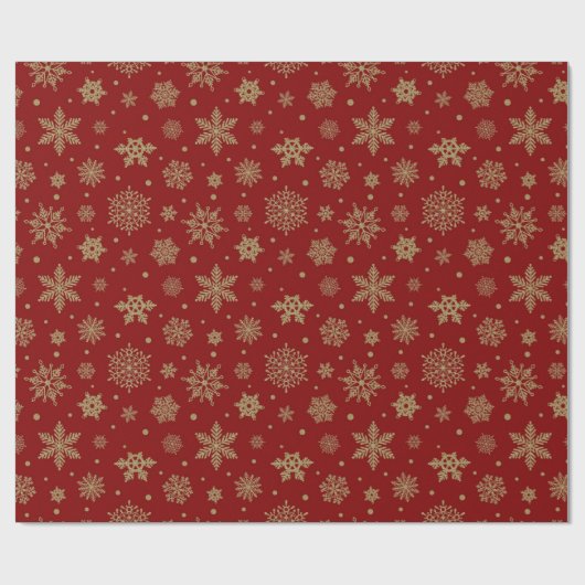金ゴールドグリッタークリスマススノーフレークフェスティバル ラッピングペーパー (フラット)
