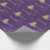 金ゴールドグリッタークリスマスツリーパープルホワイト引用文 ラッピングペーパー (角)