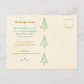 金ゴールドグリッタークリスマスツリーホリデイ引っ越しました 案内ポストカード (裏面)