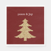 金ゴールドグリッタークリスマスツリーレッドピース スタンダードランチョンナプキン (正面)