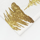 金ゴールドグリッタークリスマスツリー フリースブランケット (角)