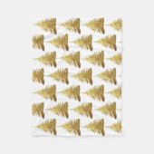 金ゴールドグリッタークリスマスツリー フリースブランケット (正面)