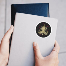 金ゴールドグリッタークリスマスツリー ラウンドシール