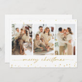 金ゴールドグリッタークリスマスフォトグリーティングカード 招待状 (正面/裏面)