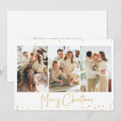 金ゴールドグリッタークリスマスフォトグリーティングカード 招待状 (正面/裏面)