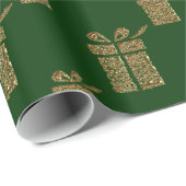 金ゴールドグリッタークリスマスプレゼント包装紙 ラッピングペーパー (ロールコーナー)