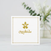 金ゴールドグリッタークリスマスベルズディナー招待状 招待状 (スタンド正面)