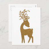 金ゴールドグリッタークリスマスホリデートナカイ シーズンポストカード (正面/裏面)