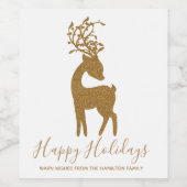 金ゴールドグリッタークリスマスホリデートナカイ ワインラベル (シングルラベル)