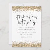 金ゴールドグリッタークリスマスレッツパーティーグラム 招待状 (正面)