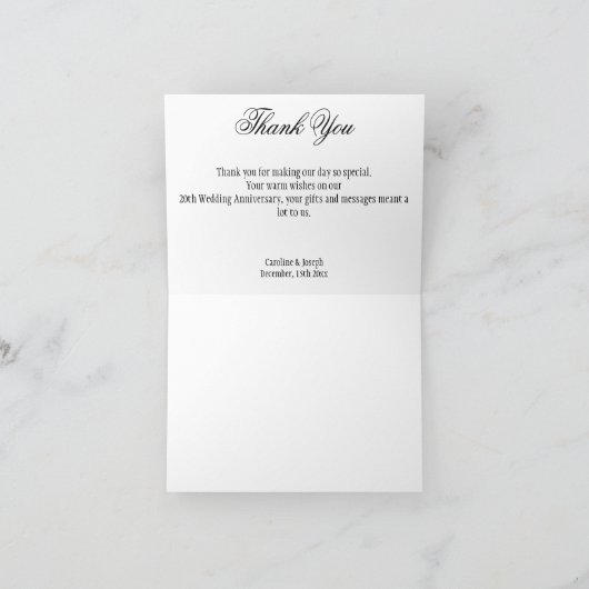 金ゴールドグリッタークリスマス結婚20周年 サンキューカード (内部)
