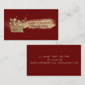 金ゴールドグリッタークリーナーツールのブラシストローク赤 名刺 (正面/裏面)