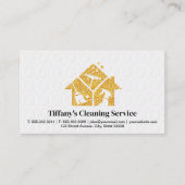 金ゴールドグリッタークリーニングアイコン |メイドサービス 名刺 (正面)