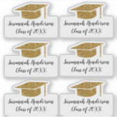 金ゴールドグリッターグラッドキャップネーム年カスタム卒業 シール (正面)