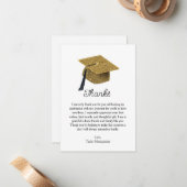 金ゴールドグリッターグラッドキャップ卒業ありがとう ノートカード (正面/裏面インサイチュ)