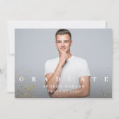 金ゴールドグリッターグラッドキャップ卒業パーティー写真 招待状 (裏面)