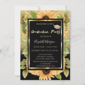金ゴールドグリッターグラデーションひまわり 招待状 (正面)