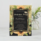 金ゴールドグリッターグラデーションひまわり 招待状 (スタンド正面)