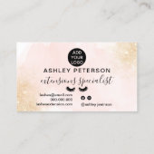 金ゴールドグリッターグラデーションピンクのブラシストロークシックまつげ 名刺 (裏面)