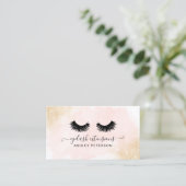 金ゴールドグリッターグラデーションピンクのブラシストロークシックまつげ 名刺 (スタンド正面)