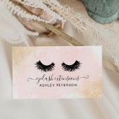 金ゴールドグリッターグラデーションピンクのブラシストロークシックまつげ 名刺