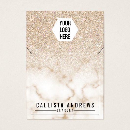 金ゴールドグリッターグラデーション大理石ロゴネックレスディスプレイ (正面)