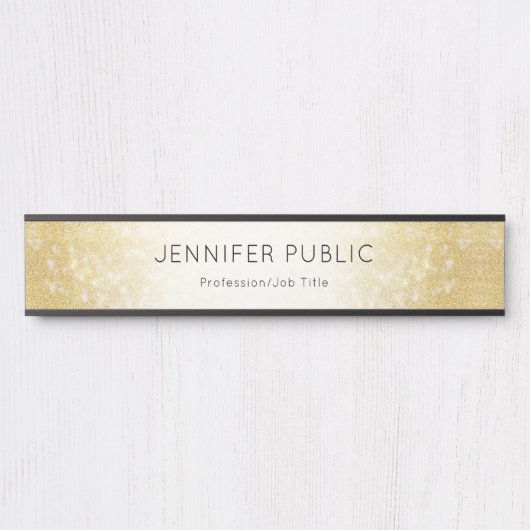 金ゴールドグリッターグラマラステンプレートエレガントモダン サインプレート (正面)