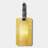 金ゴールドグリッターグラマラスモダンモノグラムのテンプレート ラゲッジタグ (裏面縦)