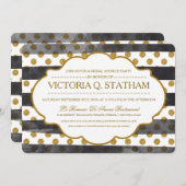 金ゴールドグリッターグラマーブライダルシャワーパーティー招待状 招待状 (正面/裏面)