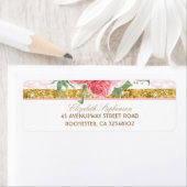 金ゴールドグリッターグラマーヴィンテージフローラピンク結婚ズ ラベル (インサイチュ)