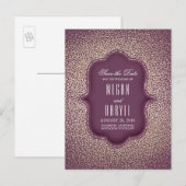 金ゴールドグリッターグラマーヴィンテージプラム日付を保存 案内ポストカード (正面/裏面)