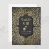 金ゴールドグリッターグラマーヴィンテージ日付の保存 案内ポストカード (正面/裏面)