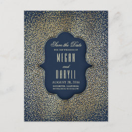 金ゴールドグリッターグラマー海軍ヴィンテージ保存日付 案内ポストカード